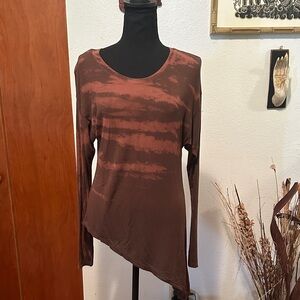 Women's Brown Tie-Dye Long Sleeve Top